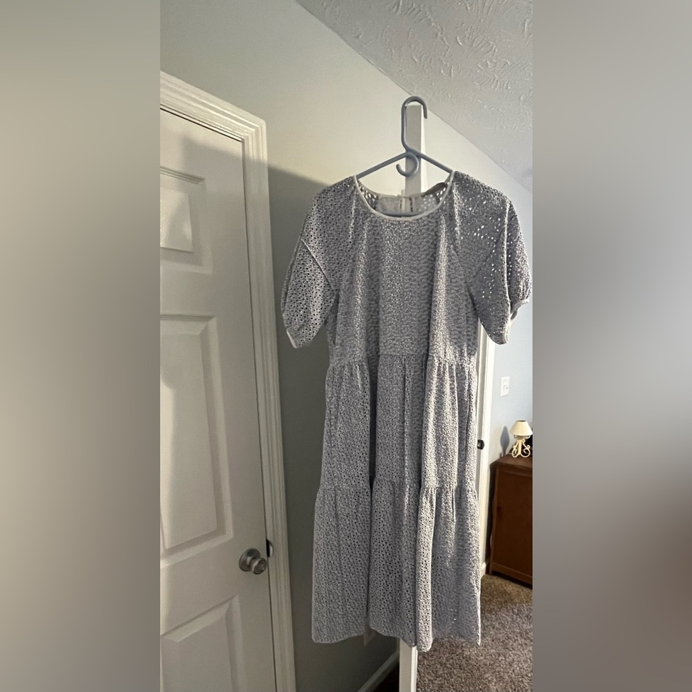 Everlane Eyelet Dress seersucker size NWOT
